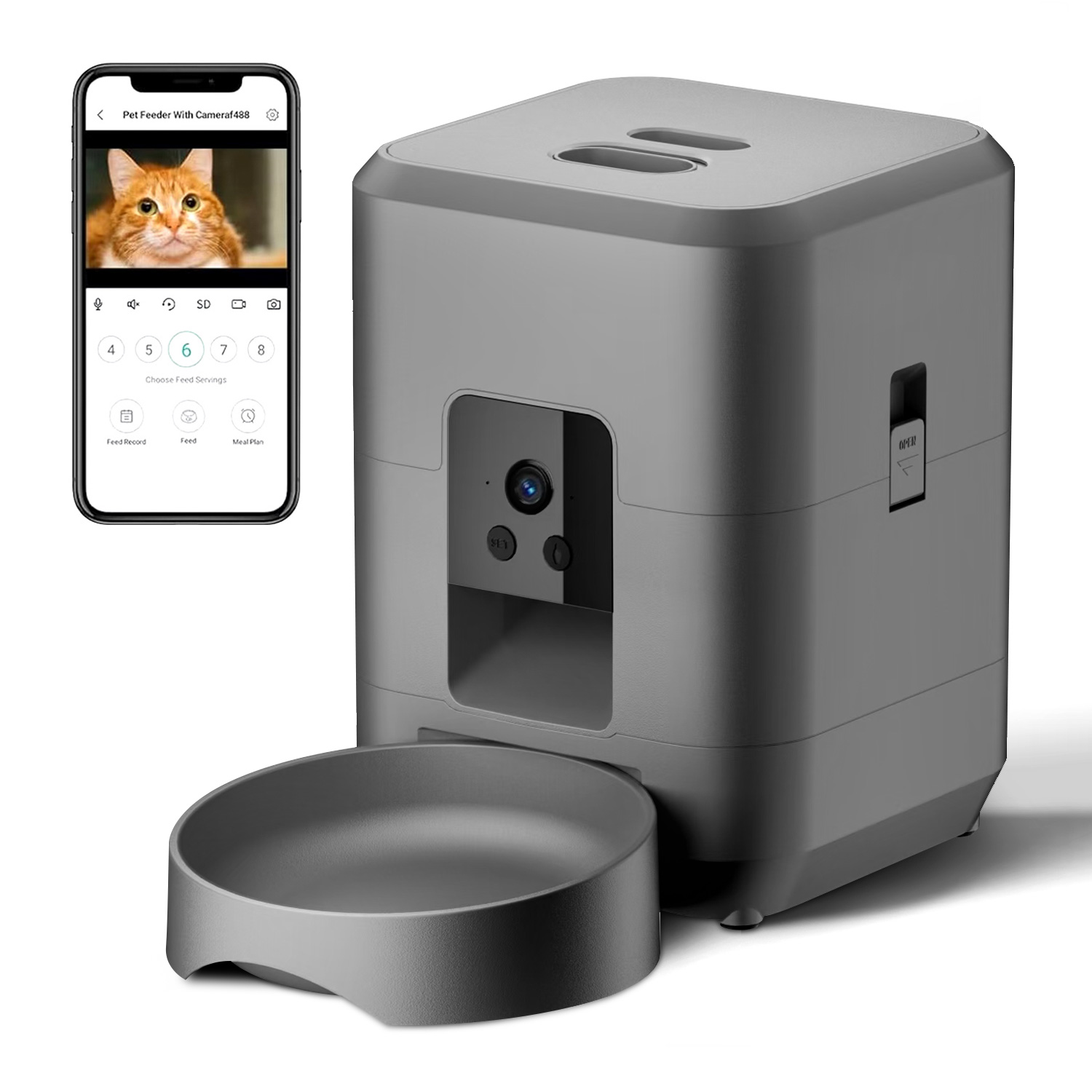 Kitchen Appliances Video - Mangeoire automatique pour chat avec caméra,